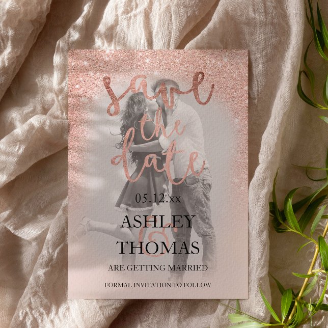 Spara skriptfotot för Date ro guld glitter Meddelande Vykort (Skapare uppladdad)