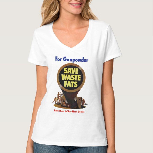 Spara Slösar Tjockar ~ för Gunpuder T-shirt (Framsida)