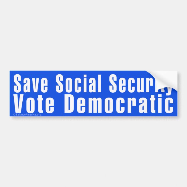 "Spara Social Security" Bumper Sticker Bildekal (Framsidan)