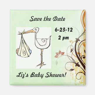 Spara Stork för Date Baby Shower Magnet