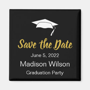 Spara Studentfesten Date Black White Guld Magnet