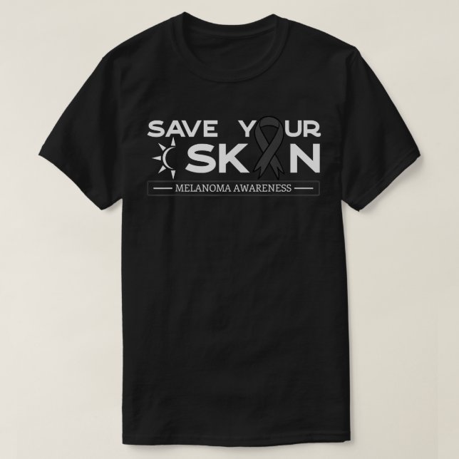 Spara Svart revbensknapp i huden Melanoma Awarenes T Shirt (Design framsida)