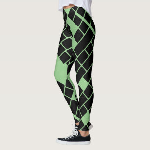 Spåra svarta rektanglar på Grönt Leggings