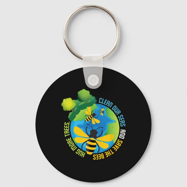 Spara The Bees - Environmental Protection Earth Da Nyckelring (Framsida)