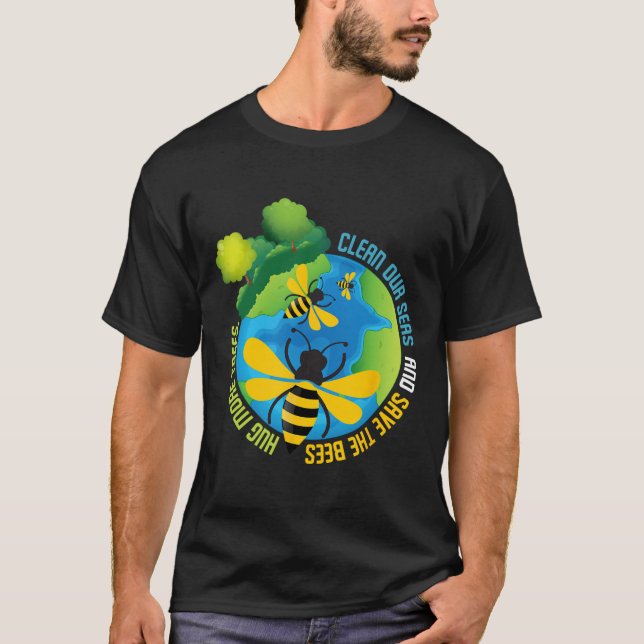 Spara The Bees - Environmental Protection Earth Da T Shirt (Framsida)