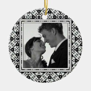 Spara-the-Date Elegant Black and White Julgransprydnad Keramik