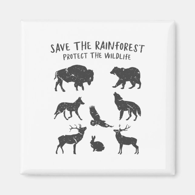 Spara The Rainforest Protection the Wildlife Anima Magnet (Framsidan)