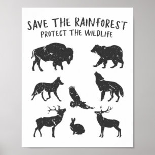 Spara The Rainforest Protection the Wildlife Anima Poster