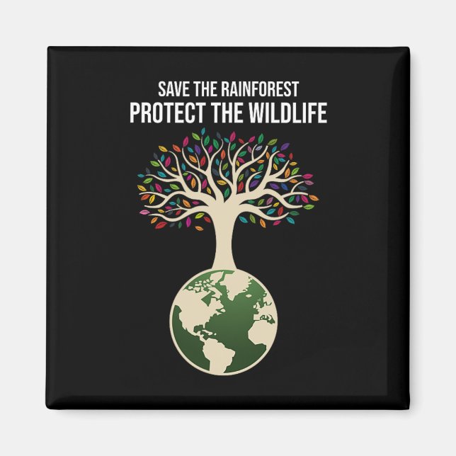 Spara The Rainforest Protection the Wildlife Vinta Magnet (Framsidan)