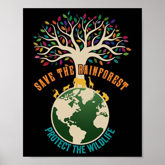 Spara The Rainforest Protection the Wildlife Vinta Poster (Framsidan)