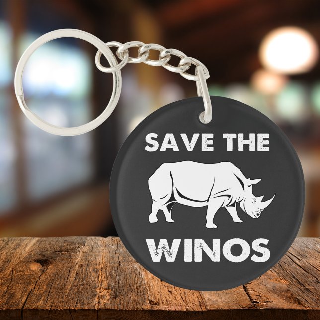 "Spara the Winos" Funny Rhino (Save the winos keychain)