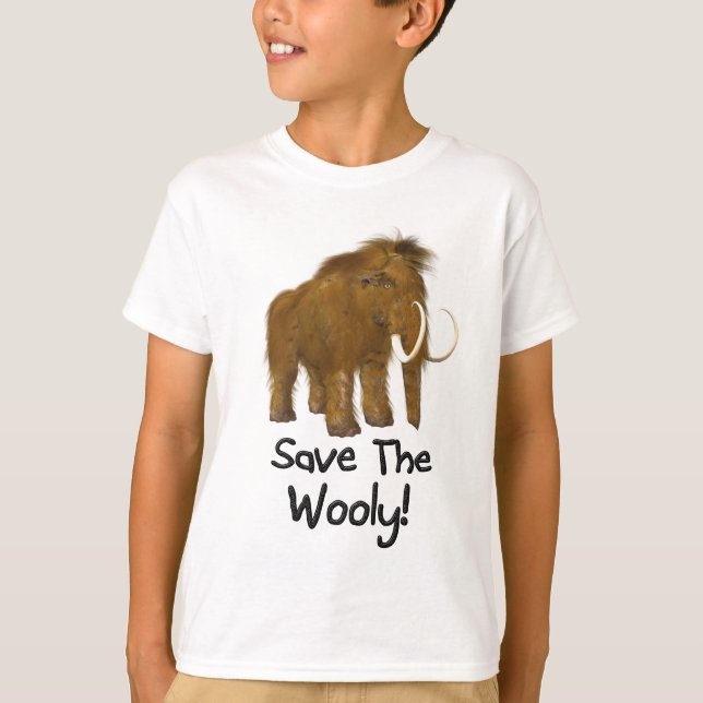 "Spara the Wooly" Wooly Mammoth T Shirt (Framsida)