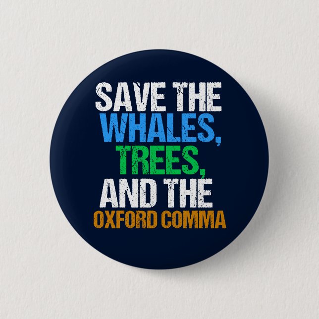 Spara till Oxford Comma Funny Knapp (Framsida)
