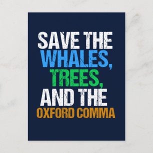 Spara till Oxford Comma Funny Vykort