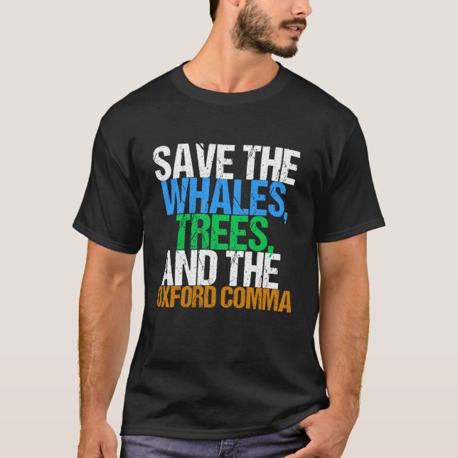 Spara till Oxford Comma Humor T Shirt (Framsida)