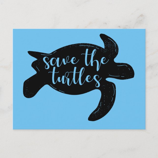 Spara till Turtles Cute Blue Animal Activist Vykort (Framsida)