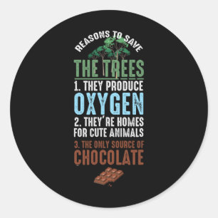 Spara Träd Environment Animal Chocolate Runt Klistermärke
