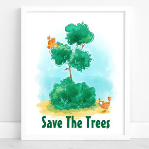 Spara Träd Garden Birds Environmental Poster