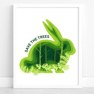 Spara Träd Skog Kanin Miljö Poster