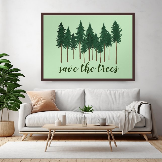 SPARA TRÄD skogskonst Poster (SAVE THE TREES forest art Custom Green Earth Day Poster
)