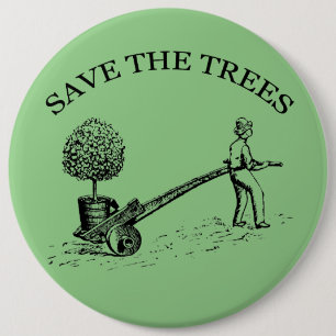 Spara Träd Vintage Illustration Button 2 Knapp