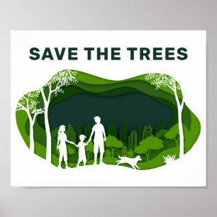 Spara Träden Grön Familjepark Ekologisk Poster