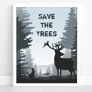 Spara Träden Skogsdjur Miljö Poster