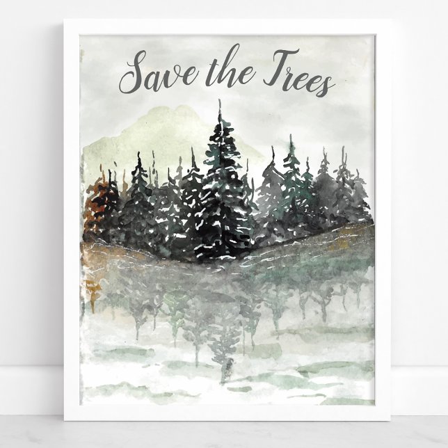 Spara Träden Vattenfärg Tallskog Ekologi Poster (Skapare uppladdad)