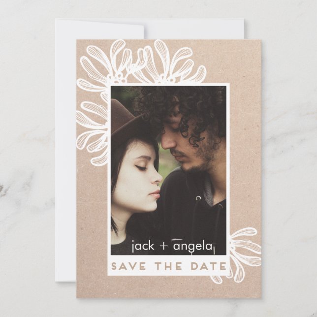 Spara Trendiget Date och Modern Photo Craft Card Spara Datumet (Framsida)