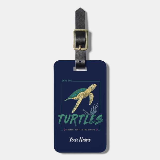 Spara Turtles för flicka som bara torterar kärlek Bagagebricka (Vertikal Framsida)