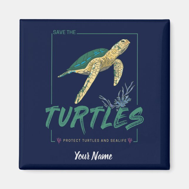 Spara Turtles för flicka som bara torterar kärlek Magnet (Framsidan)