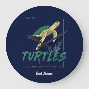 Spara Turtles för flicka som bara torterar kärlek Stor Klocka