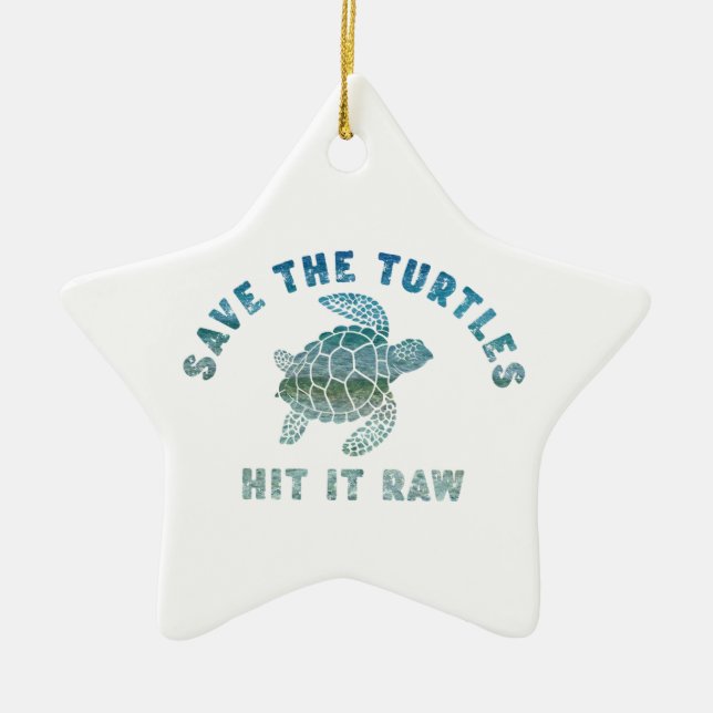 Spara Turtles Slå den Raw Julgransprydnad Keramik (Framsidan)