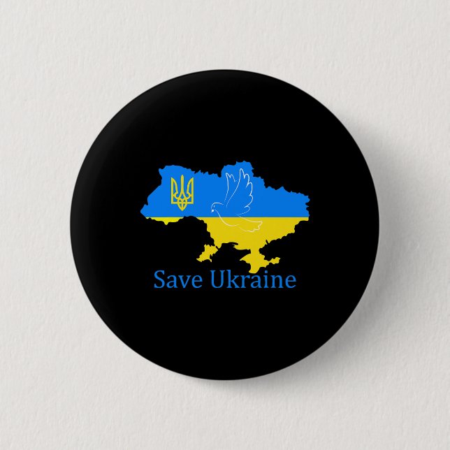 Spara Ukraina Stöd Dove Fred Ukrainsk Kartrock Knapp (Framsida)