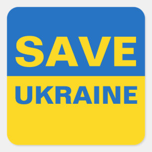 Spara Ukraina Ukrainas Flagga Fyrkantigt Klistermärke