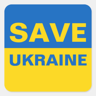 Spara Ukraina Ukrainas Flagga Fyrkantigt Klistermärke