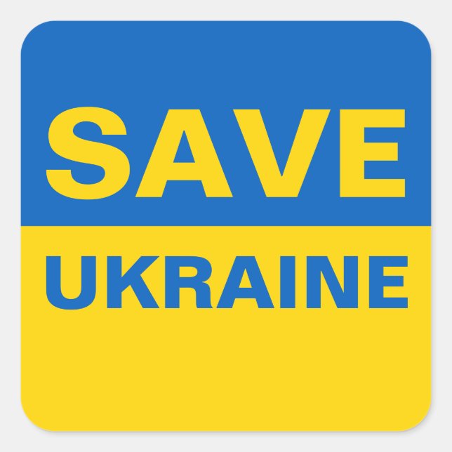 Spara Ukraina Ukrainas Flagga Fyrkantigt Klistermärke (Framsida)