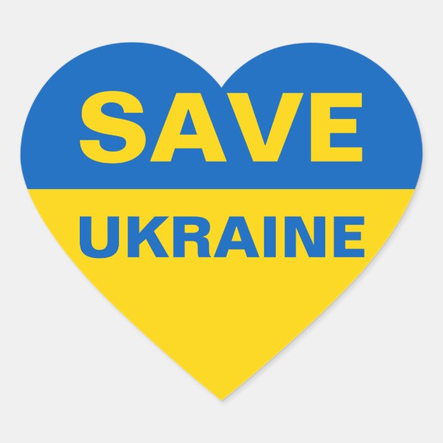 Spara Ukraina Ukrainas Flagga Hjärtformat Klistermärke (Framsida)