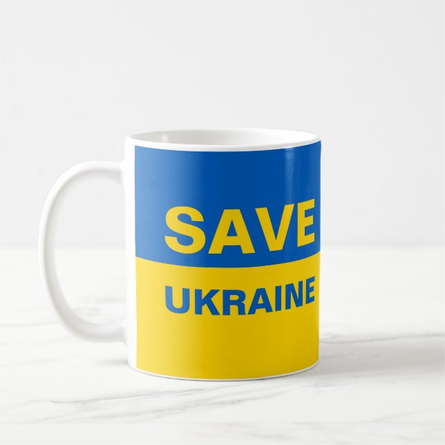 Spara Ukraina Ukrainas Flagga Kaffemugg (Vänster)