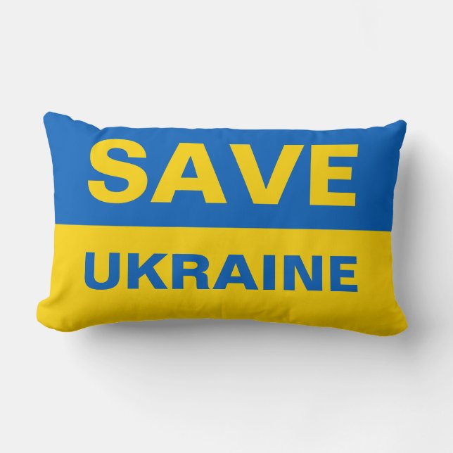 Spara Ukraina Ukrainas Flagga Lumbarkudde (Framsida)