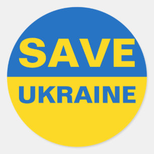 Spara Ukraina Ukrainas Flagga Runt Klistermärke