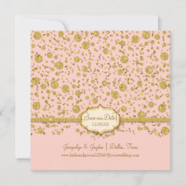 Spara vår Dag Guld Löv Glitter Confetti Polka Dot Datumet