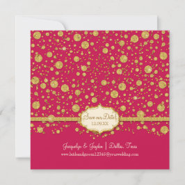 Spara vår Dag Guld Löv Glitter Confetti Polka Dot Datumet