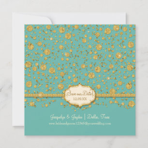 Spara vår Dag Guld Löv Glitter Confetti Polka Dot Datumet