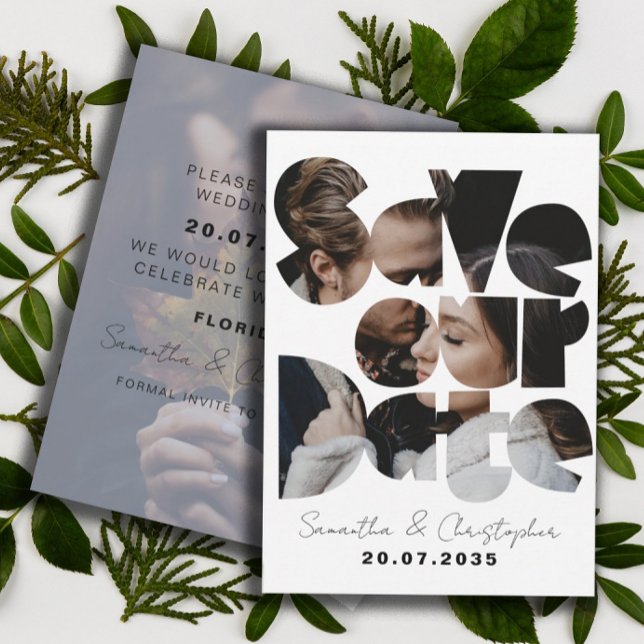 Spara vår Date Black & White Photo Calligraphy Datumet (Skapare uppladdad)
