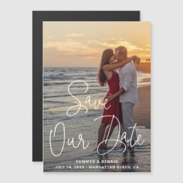 Spara vår Date Elegant Script Photo Save Date Magnetisk Inbjudningskort