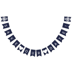 Spara vår Date Nautical Bunting Photo Prop Vimplar