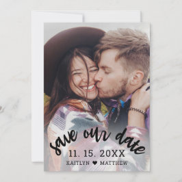 Spara vår Date Photo Modern Script Bröllop Spara Datumet
