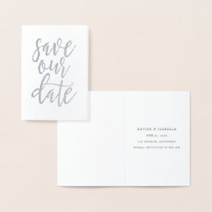 Spara vår Date Real Foil Script Stil 3 Folierat Kort