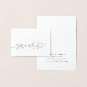 Spara vår Date Real Foil Script Stil 4 Folierat Kort